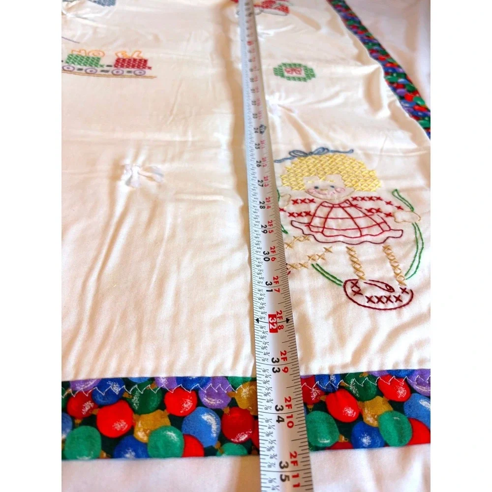 Hand Embroidered Quilt Decor Santa‎ Snowman Train Nutcracker Gift